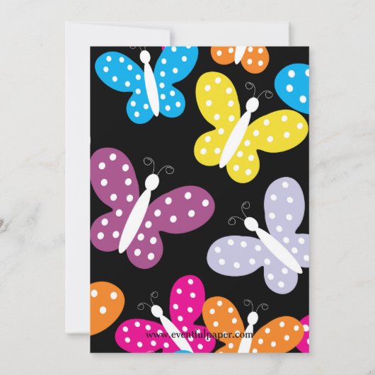 Butterfly Birthday Party - Uitnodiging (Achterkant)