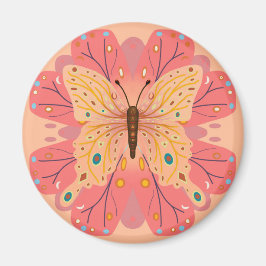 Butterfly Birthday Peach and Pink Magneet