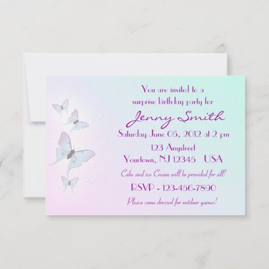 Butterfly Birthday RSVP-kaart Kaart (Achterkant)