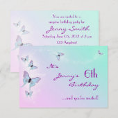 Butterfly Birthday RSVP-kaart Kaart (Voorkant / Achterkant)