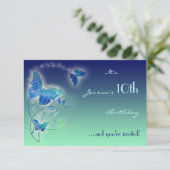 Butterfly Birthday RSVP-kaart RSVP Kaartje (Staand voorkant)