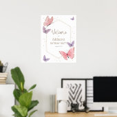 Butterfly Birthday Welcome Sign Poster (Thuiskantoor)