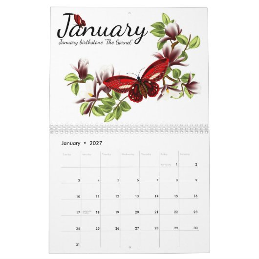 Butterfly Birthstone Calendar 2014 Kalender (Jan 2027)