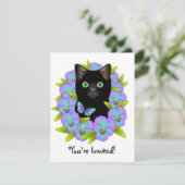 Butterfly Black Cat leuke en meisjesachtige verjaa Kaart (Staand voorkant)