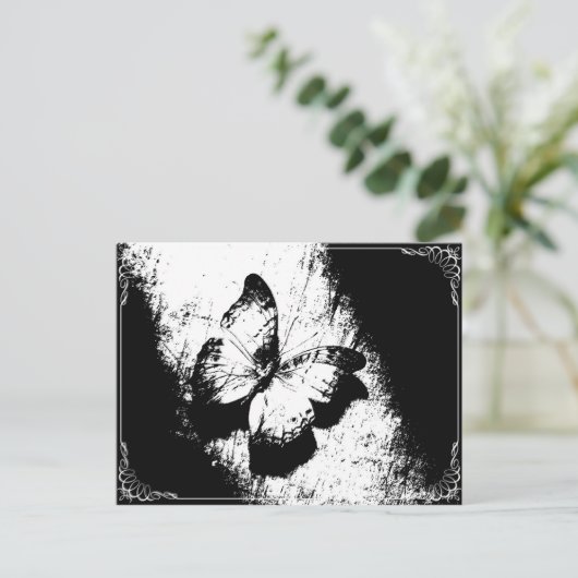 Butterfly Black en White Briefkaart (Staand voorkant)