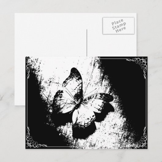 Butterfly Black en White Briefkaart (Voorkant / Achterkant)