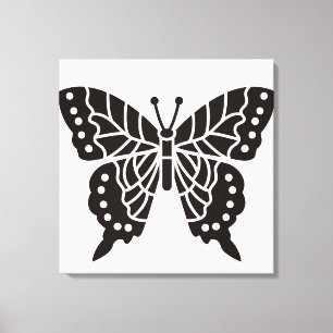 Butterfly Black en White Canvas Afdruk