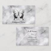 Butterfly Black en White Elegant Marble Visitekaartje (Voorkant / Achterkant)