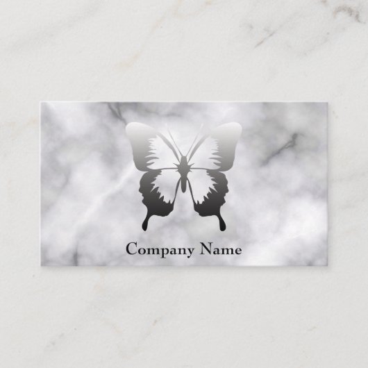 Butterfly Black en White Elegant Marble Visitekaartje (Voorkant)