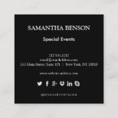 Butterfly Black en White Elegant Vierkante Visitekaartje (Achterkant)