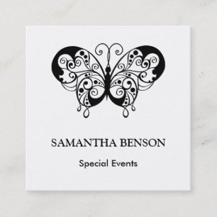 Butterfly Black en White Elegant Vierkante Visitekaartje
