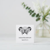Butterfly Black en White Elegant Vierkante Visitekaartje (Staand voorkant)