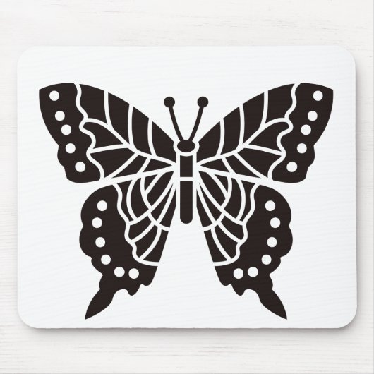 Butterfly Black en White Muismat (Voorkant)
