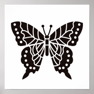Butterfly Black en White Poster