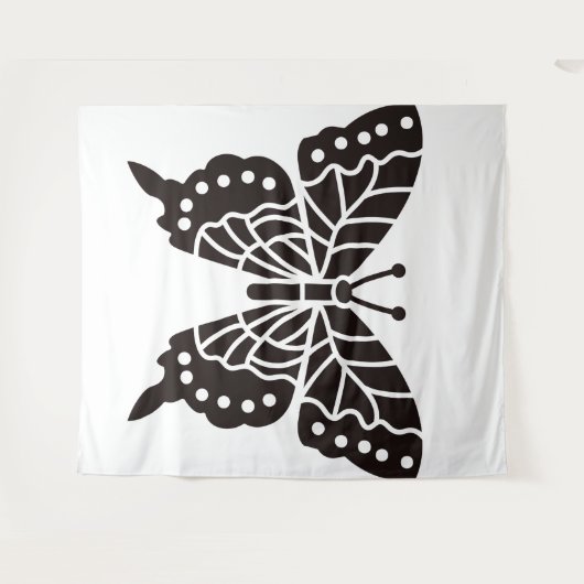 Butterfly Black en White Wandkleed (Voorkant (horizontaal))