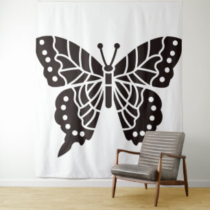 Butterfly Black en White Wandkleed