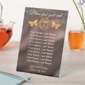 Butterfly & Black Glitter, Folie Tafelnummer Teken Reclamebord Met Voetstuk (Insitu)