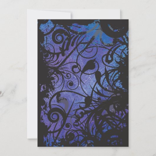 Butterfly Black Swirls Bat Mitzvah Invitation Kaart (Achterkant)
