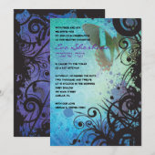 Butterfly Black Swirls Bat Mitzvah Invitation Kaart (Voorkant / Achterkant)