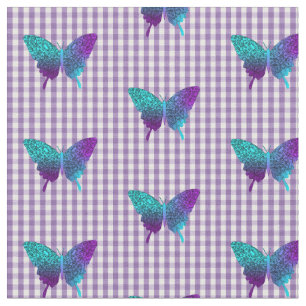  Butterfly Blauwgroen Paars Ombre Graphic Stof