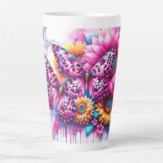 Butterfly Bliss in Bloei Latte Mok (Voorkant)