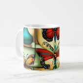 Butterfly Bliss - Kleurrijke Coffee Cup Design Koffiemok (Voorkant links)