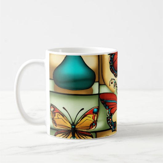 Butterfly Bliss - Kleurrijke Coffee Cup Design Koffiemok (Links)