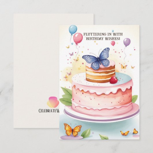 Butterfly Bliss Verjaardag Kaart (Voorkant / Achterkant)