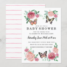 Butterfly Bloemen Roze Baby Meisje Baby shower