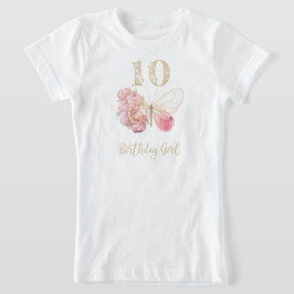 Butterfly bloementhema 10e verjaardag t-shirt