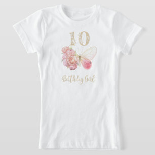 Butterfly bloementhema 10e verjaardag t-shirt