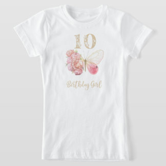 Butterfly bloementhema 10e verjaardag t-shirt