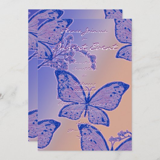 Butterfly-bloesems - aanpasbare sjabloon kaart (Voorkant / Achterkant)