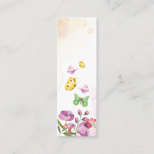 Butterfly Bloom Spring Mini Bladwijzer Belkaart Contactkaartje (Voorkant)