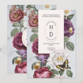 Butterfly Blooms Huwelijk Moderne Bloemen Zomer Kaart (Voorkant / Achterkant)