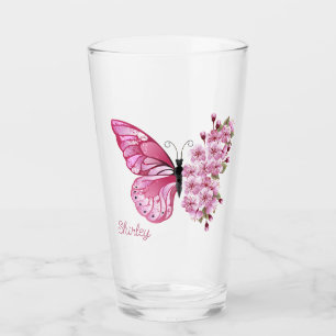 Butterfly Blossom glas met aangepaste naam