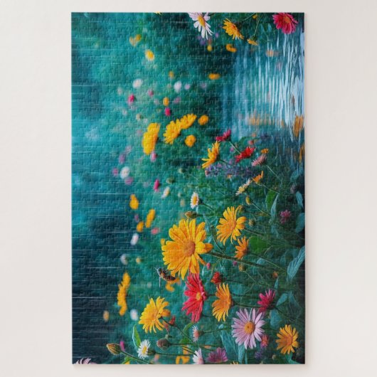 Butterfly Blossom Haven – Levendige Bloemenharmoni Legpuzzel (Verticaal)