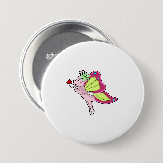 Butterfly Blossom Heart Ronde Button 7,6 Cm (Voorkant /achterkant)