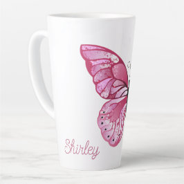 Butterfly Blossom Latte Mok met aangepaste naam
