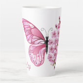 Butterfly Blossom Latte Mok met aangepaste naam (Voorkant)