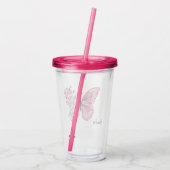 Butterfly Blossom Tumbler met aangepaste naam Acryl Drinkbeker (Achterkant)