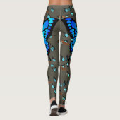 Butterfly Blue Blauwgroen op grijze Leggings S tot (Achterkant)