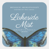 Butterfly Blue Candle Product Verpakkingslabel Vierkante Sticker (Voorkant)