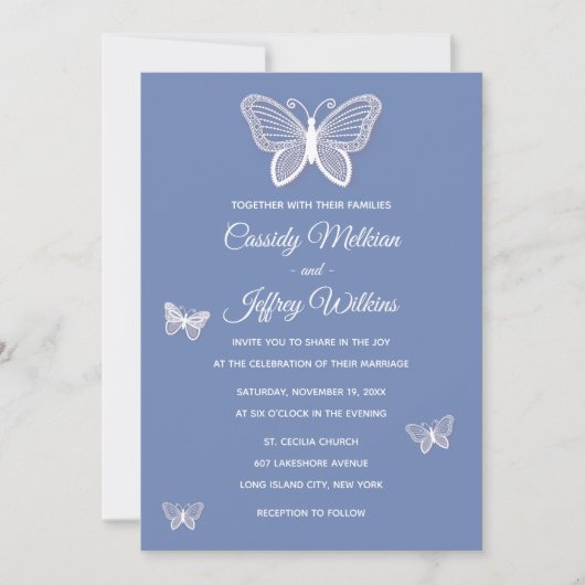 Butterfly Blue Cornflower Wedding Butterflies Kaart (Voorkant)