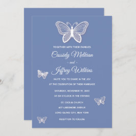 Butterfly Blue Cornflower Wedding Butterflies Kaart