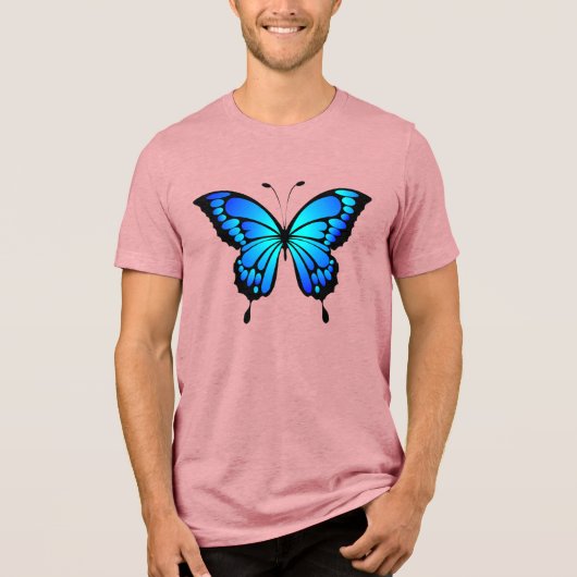 Butterfly Blue Insect Illustratie-20284 Tri-Blend Shirt (Voorkant)