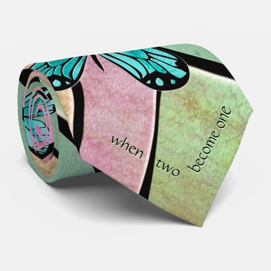 Butterfly Blue op Emerald Green Wedding Stropdas (Opgerold)