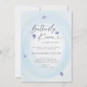 Butterfly Blue Tender Waterverf Baby Boy Shower Kaart (Voorkant)