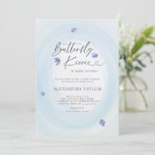Butterfly Blue Tender Waterverf Baby Boy Shower Kaart (Staand voorkant)