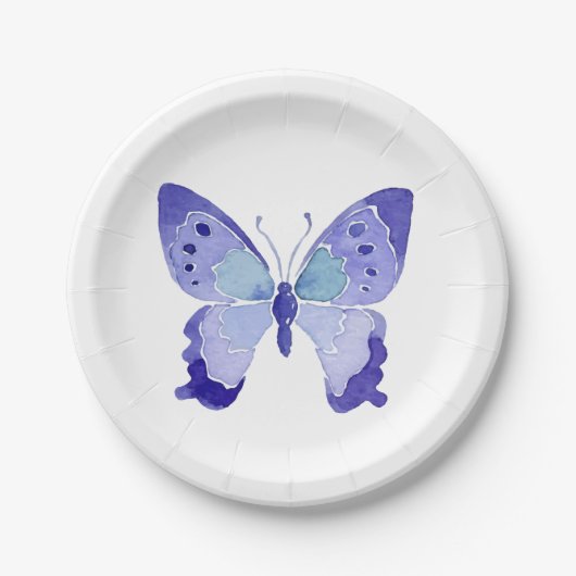Butterfly Blue Waterverf Butterflies Wedding Papieren Bordje (Voorkant)